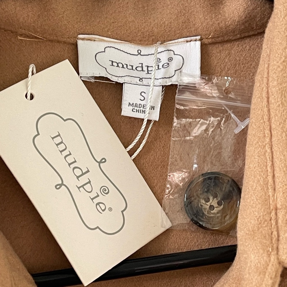 NWT Mudpie Tan Felt Shacket Button Down Oversized Relaxed Cozy Winter Size Small - Picture 12 of 12